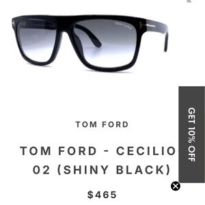 NWT Tom Ford Black Cecilio Sunglasses